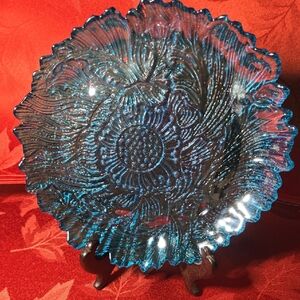 Blue Iridescent Decorative Plate